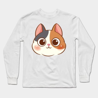 Cartoon cute cat face Long Sleeve T-Shirt